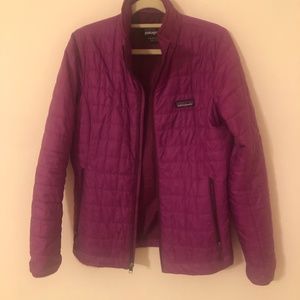 Womens PATAGONIA Purple Goose Down Nano Puffer Sweater Full Zip Jacket Size S